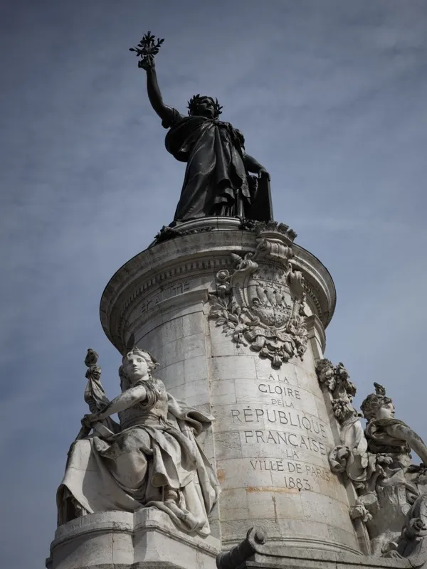 The Monument de la République, Place de la République, Paris, completed 1883 — specifically its bronze Marianne, the cyl
